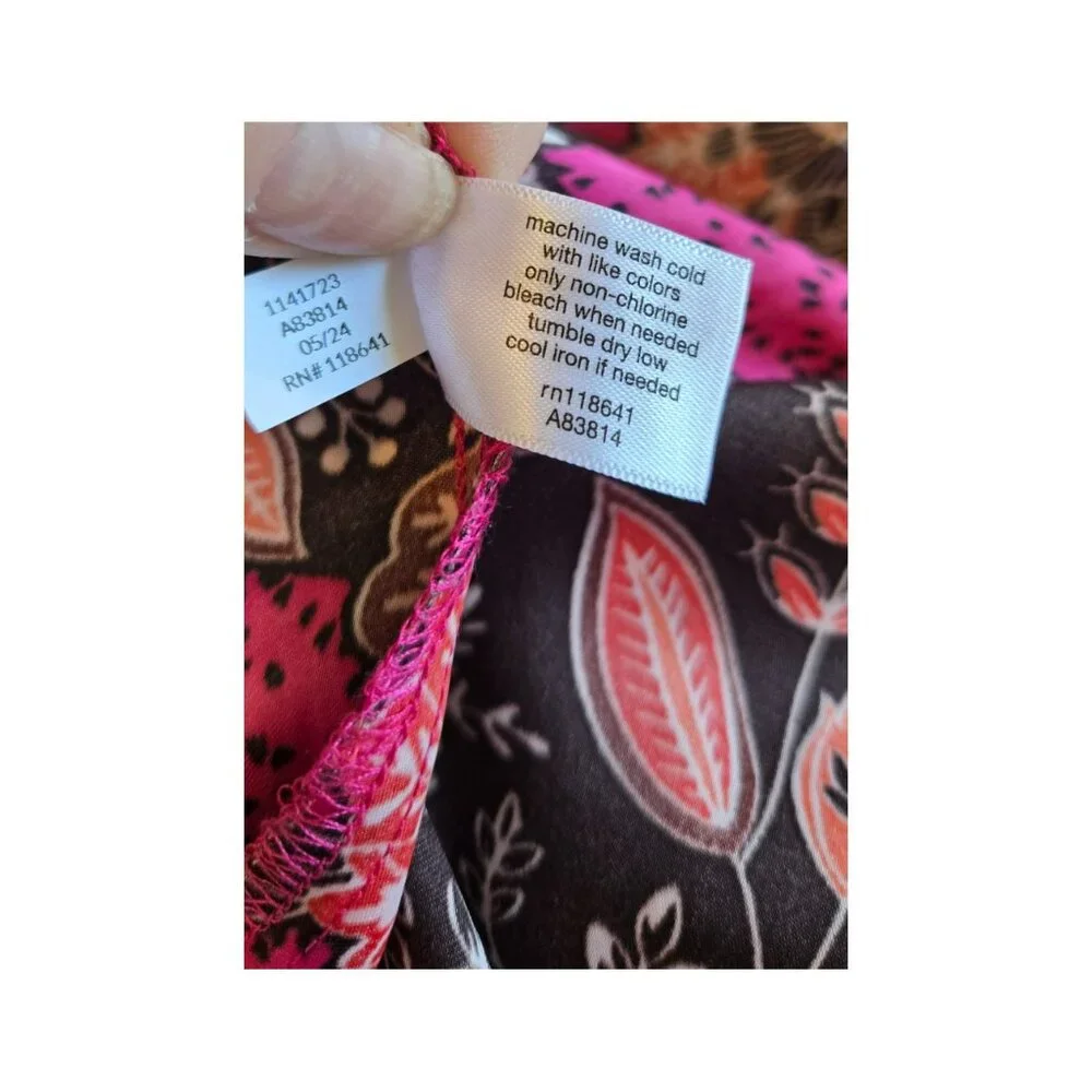 Lane Bryant 18 Dress Maxi Tiered Elastic Waist Ruffles Pink Brown